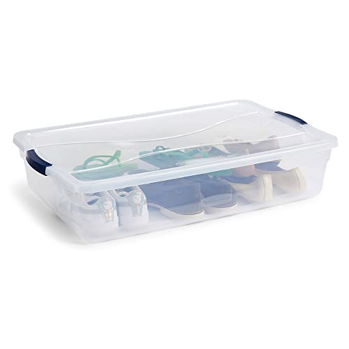 Rubbermaid Cleverstore 42 Quart Stackable Plastic Storage Container Organizer Bin with Latching Lids for Garage, Closet, and Classroom, Clear, 4 Pack - size: 42 Qt - 4 Pack