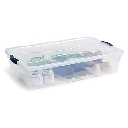 Rubbermaid Cleverstore 42 Quart Stackable Plastic Storage Container Organizer Bin with Latching Lids for Garage, Closet, and Classroom, Clear, 4 Pack - size: 42 Qt - 4 Pack