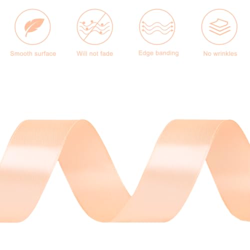 Peach Satin Ribbon, 1 Inch, 50 Yards - color: Peach