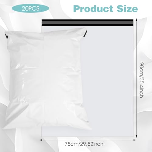 20Pcs 30×36 inch Large Poly Mailers, Strong Self Adhesive Sealing Large Shipping Bags for Clothes White Plastic Envelopes Shipping Packaging Bags for Clothing Small Business Suppliers