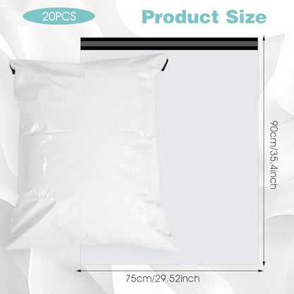 20Pcs 30×36 inch Large Poly Mailers, Strong Self Adhesive Sealing Large Shipping Bags for Clothes White Plastic Envelopes Shipping Packaging Bags for Clothing Small Business Suppliers