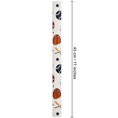 Sikiweiter Baseball Wrapping Paper Roll - 17" x 16.5 ft - Sports Themed Gift Wrap with Baseballs, Bats, Gloves & Player Silhouettes for Birthdays, Team Celebrations, and Baseball Fans(Baseball) - color: Baseball