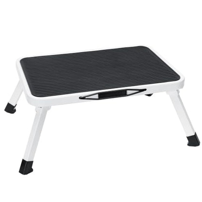 NEWBULIG Foldable Step Stool, 330lbs Reinforced Sturdy Metal - color: Classic Black & White, size: 1 Pack