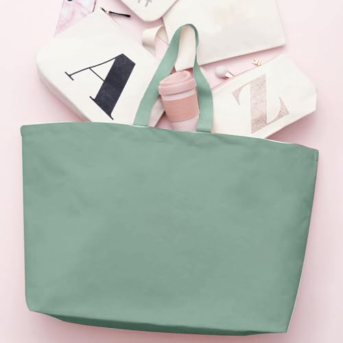 Large Canvas Tote Bag Reusable Extra Big Grocery Bags - color: Mint Green