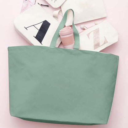 Large Canvas Tote Bag Reusable Extra Big Grocery Bags - color: Mint Green