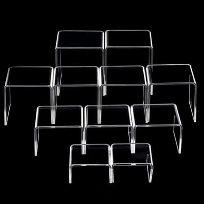 Lemecima 20 Pcs Acrylic Display Risers, Clear Product Stand, Jewelry Display Riser, Cupcakes Holder Dessert Transparent Showcase Stands, Candy Bar Risers, Lifts for Figures