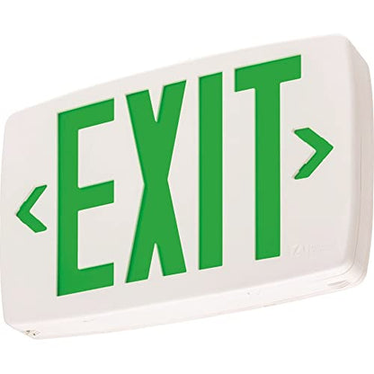 Lithonia Lighting Quantum LED Emergency Exit Sign, Thermoplastic Exit Only Sign with Stencil-Faced White Housing and Green Letters (LQM S W 3 G 120/277 M6) - color: Green, size: 11.75" | Sign Only
