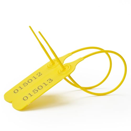100pcs Numbered Security Seals Tamper Resistant Tags Plastic Lable Sign Safety Zip Ties Self-Locking for Luggage, Bags, Shoes, Shipping, Lock Tag (Yellow,100pcs) - color: Yellow, size: 100pcs