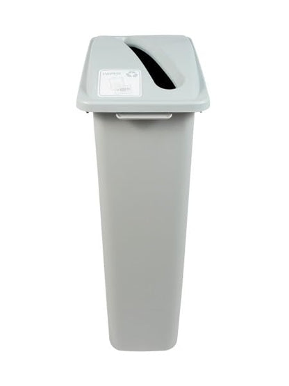 Waste Wise 23 Gallon Slim Slender Recycled Plastic Trash Can and Recycling Bin with Handles and Lid for Commercial Spaces - (Grey, Paper) - color: Grey Paper