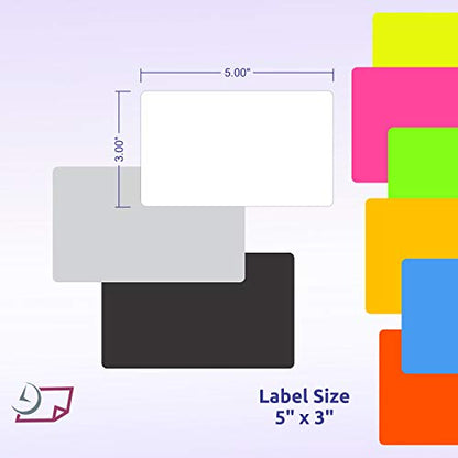 NextDayLabels 500 Rectangle Stickers, Color Coding Labels Roll, (3" x 5") - color: Fluorescent Green