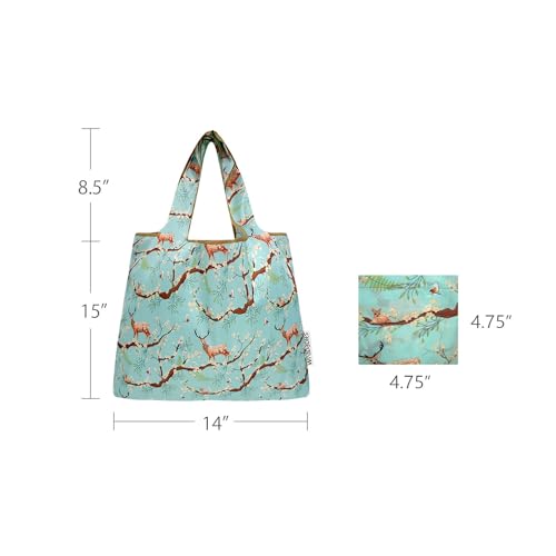 allydrew Medium Foldable Tote Nylon Reusable Grocery Bag (Set of 2) - color: Floral Deer