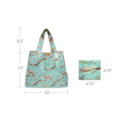 allydrew Medium Foldable Tote Nylon Reusable Grocery Bag (Set of 2) - color: Floral Deer