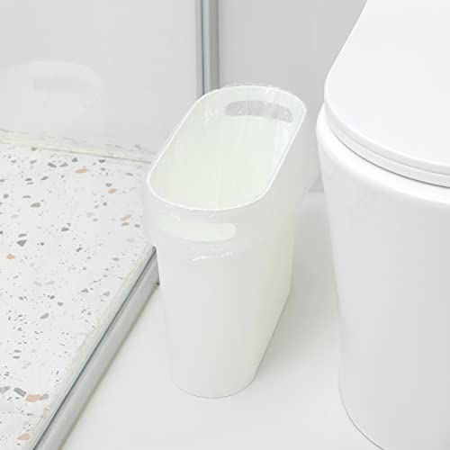 Small Bathroom Trash Can, 3.5 Gallon Slim Garbage Can, 2 Pack White - color: White, size: 2 pack