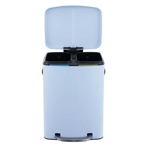 happimess Marco 10.6 Gal Double Bucket Step Trash Can, Tide Pool Blue - color: Tide Pool Blue