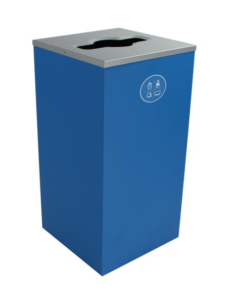 REVO 48 Gallon Powder Coated Steel Recylcing Bin and Waste Bin Combinations Used for Commercial Spaces, Offices, Hotels, Apartments (Mixed Recycling, Waste) - size: Mixed Recycling, Waste