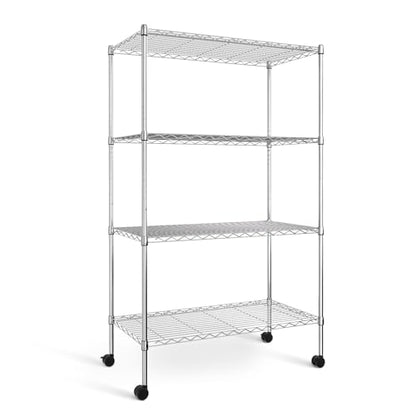 Simple Deluxe Heavy Duty 4-Tier Shelving with Wheels, 35.43" W x 17.72" D x 61.02" H Adjustable Steel Organizer Wire Rack, 1400 Lbs Loading Capacity, Chrome - color: Chrome, size: 4-Tier, 36"W x 18"D x 61"H