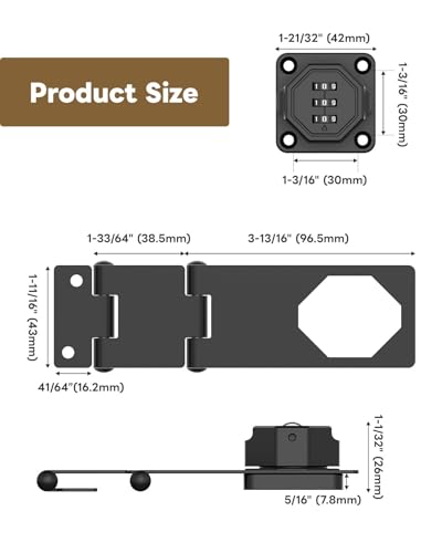 3-Digit Keyless Cabinet Lock with Combination Code - color: Black