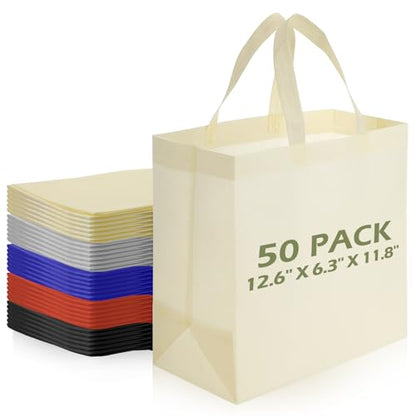 Paterr 50 Pcs Reusable Totes Bag Bulk Grocery Shopping Bags