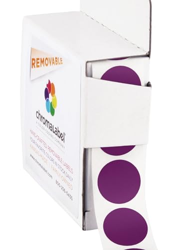 ChromaLabel Purple Removable Dot Stickers, 3/4 Inch, 1000/Box - color: Purple, size: 3/4"