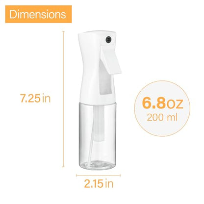 SUPER+ 2 Pack Continuous Spray Bottles - Ultra Fine Mist Sprayer | Water Spray Bottle For Hair Mister Spray Bottle | Hair Spray Bottles For Hairstyling, Cleaning, Salons - 2pk 6.8 OZ / 200 ML - size: (2-Pack) - 6.8 Oz