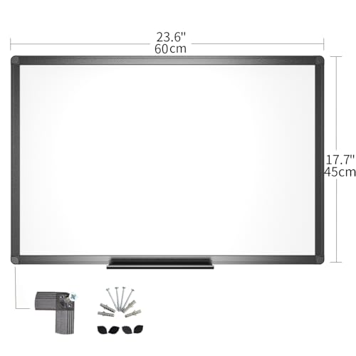VIZ-PRO Magnetic Dry Erase Board, 24 x 18 Inches, Black Aluminium Frame - size: 24"W x 18"H