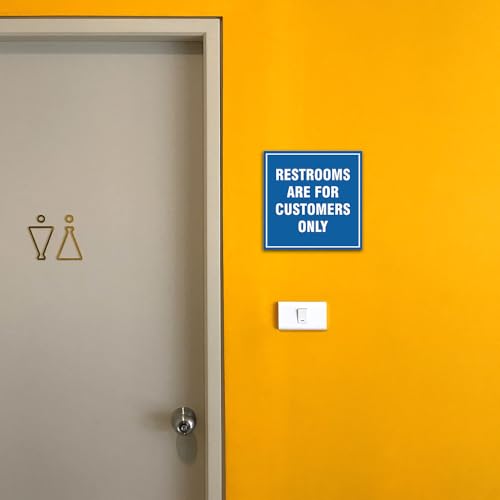 Signs ByLITA Square Restrooms Are For Customers Only Sign (Yellow/Black) - Small 1 Pack - color: Yellow / Black, size: 4 x 4" - Small (1 Pack)