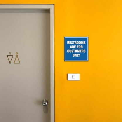 Signs ByLITA Square Restrooms Are For Customers Only Sign (Navy Blue/Gold) - Small 1 Pack - color: Navy Blue/Gold, size: 4 x 4" - Small (1 Pack)