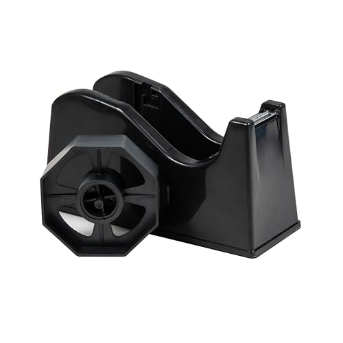 Desktop Tape Dispenser Adhesive Roll Holder (Fits 1" & 3" Core) with Weighted Nonskid Base (1P-Black) - color: 1p-black