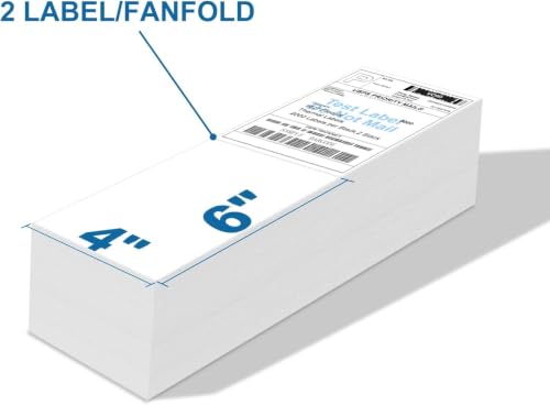 9527 Product 4" x 6" Zebra Fanfold Direct Thermal Shipping Labels,2 Stacks, 4000 Labels White, Perforated (2,000 Label per Stack) - color: White, size: 2 Stacks | 4000 Labels