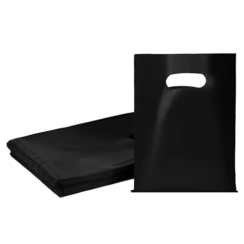 100 PCS Black Small Gift Bags, 6"x8" Merchandise Bags for Small Businesses, Goodie Bags Party Favor Bags for Kids, Treat Bag Retail Bag with Handle for Kids Birthday, Christmas - color: Black-100PCS