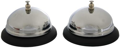 Call Bell 2Pcs 3.3 in,Dinner Service Desk Bell,Steel,Anti-Rust,Clear,Loud - color: Call Bell 2 Pack, size: Silver 3.3 Inch