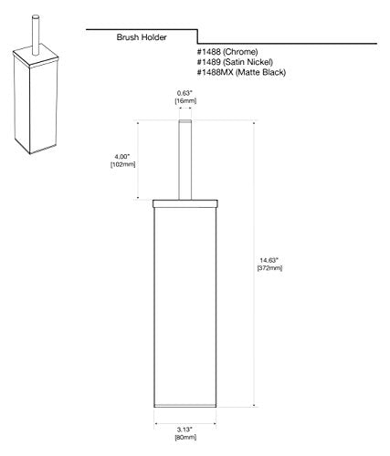 Gatco 1488 Elegant Square Toilet Brush Holder, Chrome - color: Chrome, size: 15"H, style: Elegant