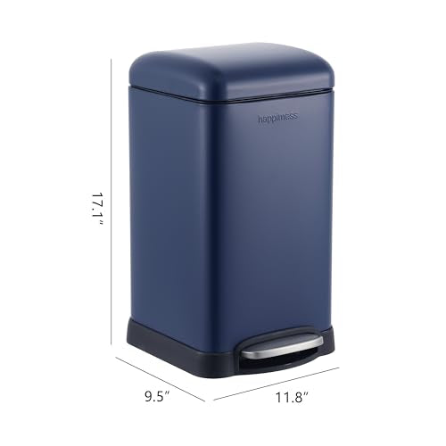 happimess Betty Retro Mini 3.2 Gal Step Trash Can, Denim Blue - color: Denim Blue