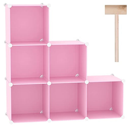 C&AHOME 6-Cube Storage Organizer Cube Shelf Closet Storage Bookcase, Pink - color: Pink