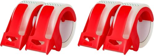 4-Pack Clear Packing Tape with Dispenser-2.7mil x 1.88" x 55Y Heavy Duty Packing Tape for Moving Boxes-Moving Tape Strong Adhesive Packaging Tape. - size: Clear 4-Pack+2 Dispenser