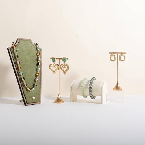 Single Gold Earring T bar Stand, Metal earring display holder for show, Small jewelry studs hanger for Online store Photo Shoot【Gold-Cone Base Height 5"】 - size: Low