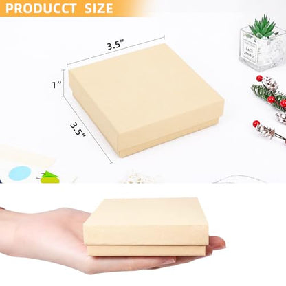 Cardboard Jewelry Gift Boxes, 20 Pack 3.5x3.5x1 Inch, Bulk Cotton Filled Small Jewelry Boxes with Lids for Necklace Ring Bracelet Earring Display Box (Brown) - color: Brown, size: 3.5x3.5x1 Inch (Pack of 20)