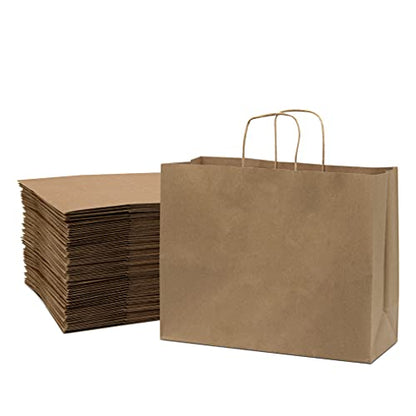 Prime Line Packaging Large Brown Bags, Kraft Gift Bags, 16x6x12, 200 Pack - size: 16x6x12 Inch