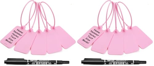 100 Pink Blank Plastic Tags for Labeling Waterproof Hanging Labels Writable Tags Seal Plastic Marking Label for Clothes Bags Keys Inventory with One Marker Pen (Pack of 2) - color: Pink, size: 100 PCS (Pack of 2)