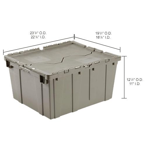 Monoflo Global Industrial Distribution Container With Hinged Lid 23-3/4x19-1/4x12-1/2 Gray