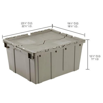 Monoflo Global Industrial Distribution Container With Hinged Lid 23-3/4x19-1/4x12-1/2 Gray