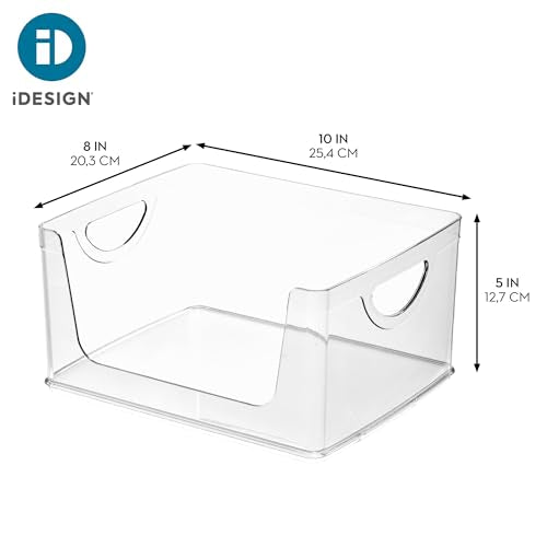 iDesign Stackable Open-Front Storage Bin with Handles, Set of 2, Clear - style: Pack of 2