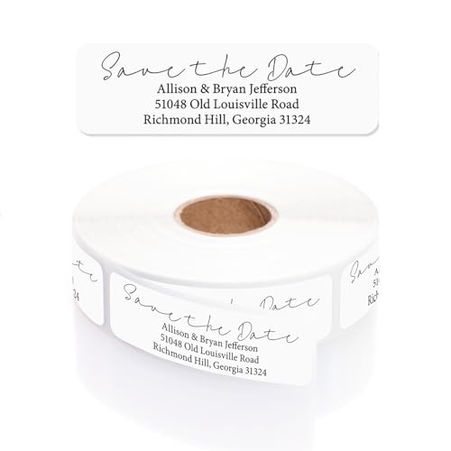 Save the Date Rolled Address Labels / 250 Personalized Return Address Labels/Designer Address Stickers in Elegant Plastic Dispenser - size: 250 Labels, style: Save the date