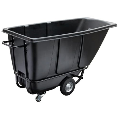 Tilt Dump Truck 850 lbs Capacity, 1/2 Cu.Yd Heavy Duty Trash Cart with Wheels, Forklift-Able Frame, Plastic Utility Dump Cart for Construction, Warehouse & Industrial Use - size: 1PC