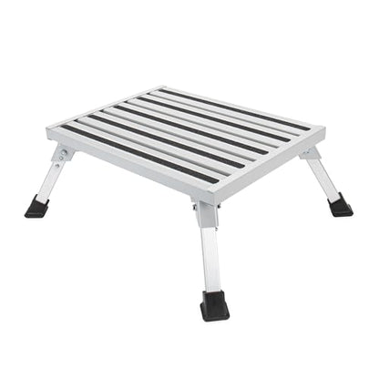 Camco 43677 Fixed Height 19" x 14.5" Aluminum Platform Foldable Step Stool with Non-Slip Secure Rubber Feet and 1000 Pound Capacity - style: Fixed Step