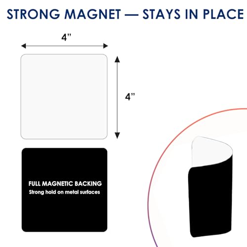 Dry Erase Magnets, 24 Pack 4x4 in, Magnetic Notes for Whiteboard and Fridge - color: White