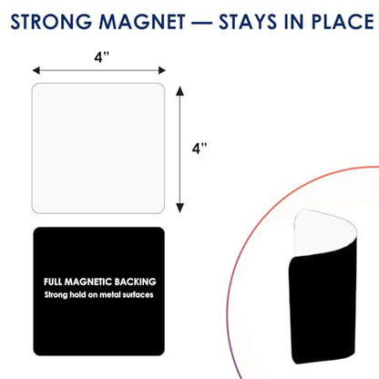 Dry Erase Magnets, 24 Pack 4x4 in, Magnetic Notes for Whiteboard and Fridge - color: White