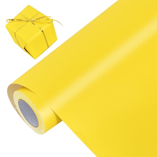BEISHIDA Yellow Pearly-Lustre Gift Wrapping Paper Roll for Gift Packing - color: shimmer-yellow