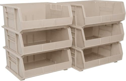 Akro-Mils 30235 AkroBins Plastic Storage Bins, 11"x11"x5", Stone, 6-Pack - color: Stone