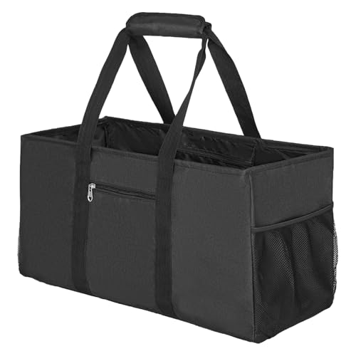 Extra Large Utility Tote Bag - Reusable Grocery Bags Foldable Heavy Duty - color: Black, size: 1 piece